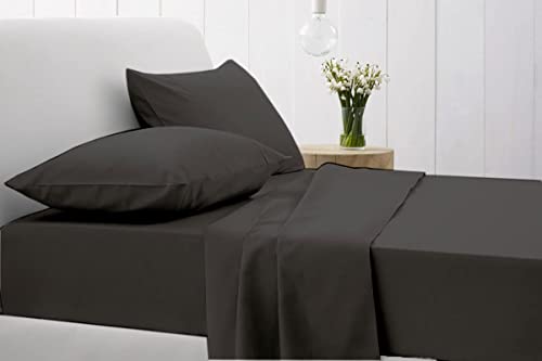 Laxlinen Three Quarter Sheet Set Dark Grey Solid- 4 Pc 100% Egyptian Cotton Adjustable Bed Sheets-All Around Elastic Fits Up To 21" Inches Deep Pockets- 600 Tc (Three Quarter- 48" X 75") #TOP2