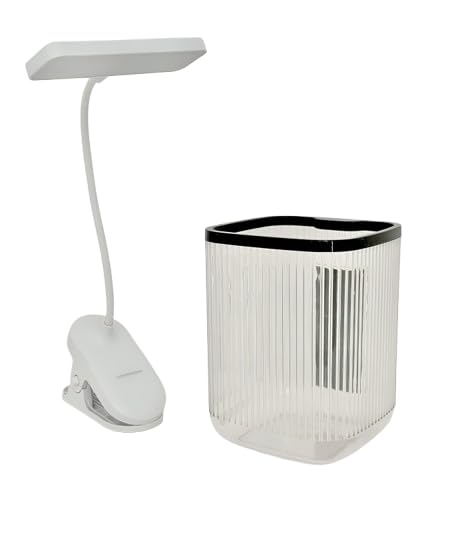 Image of Mini Trash Can with LED Clip-On Desk Reading Lamp Bundle - The Ultimate Mini countertop Trash can Desk Organization and Lighting Solution Dimmable LED Lamps