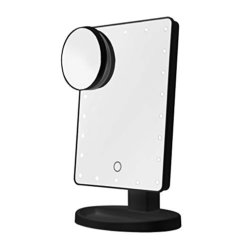 Preisvergleich Produktbild Vinsani Schminkspiegel mit 22 LED-Lichtern, beleuchteter Schminktischspiegel mit Touch-Dimmer-Funktion und 5-facher Vergrößerung, Schwarz (Batterie nicht im Lieferumfang enthalten)