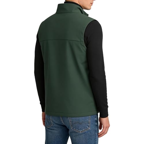 Image of Men's Soft Shell Vest Windproof Outerwear Vest Warm Inner Fleece Vest Waterproof Sleeveless Jacket