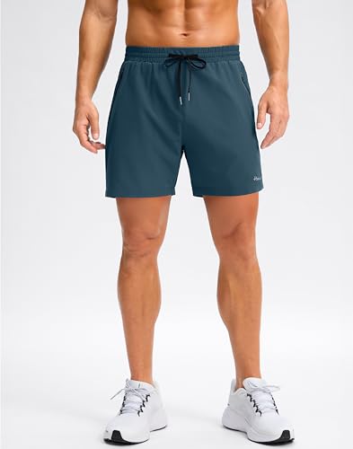 Image of Pudolla Men's Running Gym Shorts with Zipper Pockets 5 inch /7 inch / Lightweight Quick Dry Running Workout Athletic Short