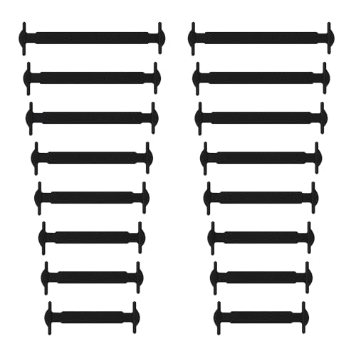 Yusimu No Tie Elastic Trainers Shoelaces for Adult and Kids Tieless Flat Laces for Converse Air Force and Boots Waterproof Stretchy Silicone Shoes Laces - Black