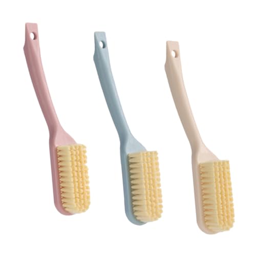 DEARMAMY Brosse à Chaussures Souple Multifonction en Plastique Longue Poignée, Lot De 3 Brosses Couleur Pastel, pour Nettoyage Maison Et Linge, Poils Doux Et Ergonomiques