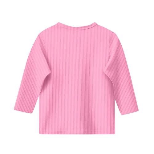 3/4 Sleeve Girls Tops Knit Crewneck Loose Fit Cute Shirts Dressy Casual Solid Color Blouses 2025 Trendy Kids Tees4