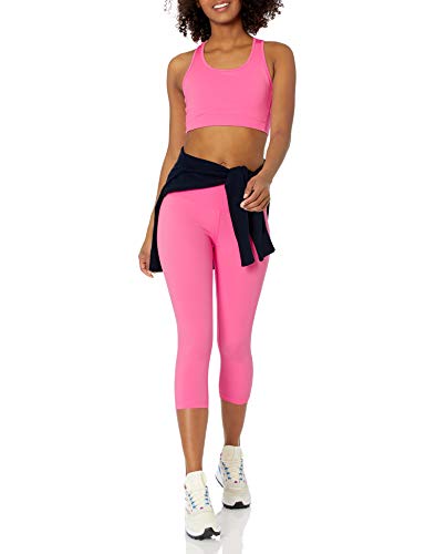 Amazon Essentials Women's Active Sculpt Medium Support Racerback Sports Bra, Bright Pink, Large #TOP3