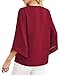 Lotusmile Bell Sleeve Tops, Work Tops Business Casual Formal Tops Office Wear V Neck 3/4 Sleeve Tops Blouses Dressy Casual Fashion 2024 Womens Red Top