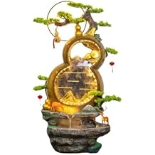 Floor Fountains Hulu Cycle Water Fountain Living Room Entrance, Balcony Wealth Attraction Feng Shui Wheel Humidifier Decorative Ornament Garden Fountain