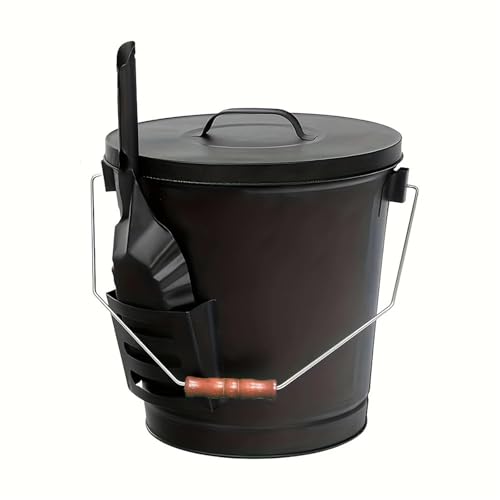 Compatible avec les seaux à cendres en métal galvanisé avec couvercle, conteneur à cendres de cheminée grande capacité de 5,15 gallons avec pelle(6pcs)