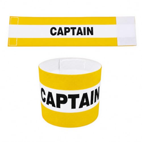 Image of Adjustable Classic Captains Armband Football for Adult & Youth Hockey Rugby & Netball Basketball, Accessories of Elastic Breathable Arm Bands, Junior for Sports Soccer Dash, Yellow (Adult-Yellow)