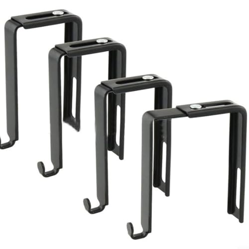 Rehoetom Lot de 4 crochets de porte de placard réglables | Cintre en métal pour serviettes, portefeuilles, ceintures, parapluies, chapeaux | Convient aux portes d'armoire jusqu'à 9 cm