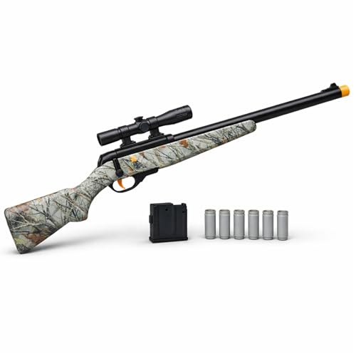 30 Inch Kids Toy Hunting Rifle with Scope in Camo, Shell Ejecting Bolt Action Toy Gun with Realistic Sounds Detachable Magazine Sniper Style Pretend Play for Kids