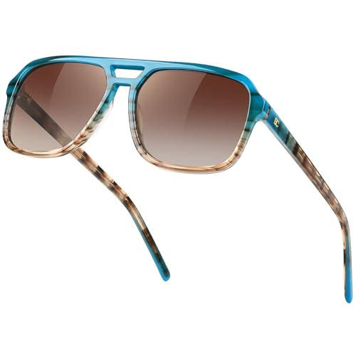 BIRCEN Women Polarized Acetate Sunglasses: Fashion Square Aviator Shades UV Protection for Trendy Laides Travel Beach Outdoor