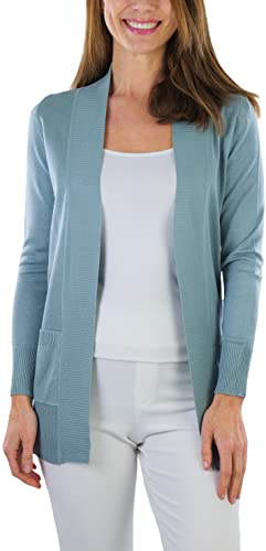 Image of ToBeInStyle Women's Long Sleeve Rib Banded Open Sweater Cardigan