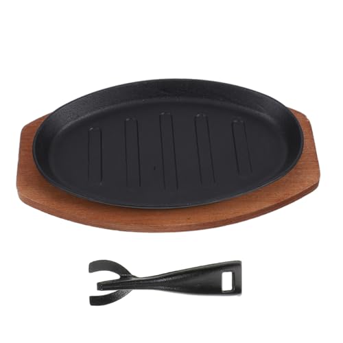 GARVALON Cast Iron Baking Pan for Steak Cast Iron Bbq Plate Grill Plate for Indoor Grilling and Family Meals