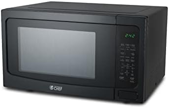 COMMERCIAL CHEF Small Microwave 1.6 Cu. Ft. Countertop Microwave with Touch Controls & Digital Display, Black Microwave & 10 Power Levels, Outstanding Portable with Convenient Push Button Door