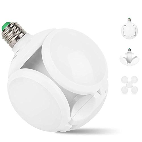 CANMEIJIA Led Shop Light E26 Bulb Folding Football Bulbs 40W Deformable Garage Lights Daylight White 4 Adjustable Panels 6500K Ceiling Led for Home/Kitchen/Bedroom/Mall/Warehouse Lighting