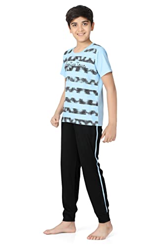 Image of Kids Night Suit for Boys - Cotton Set of Pyjama & T-Shirt Sleepwear - Lightweight & Comfortable Night Wear for Kids