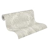 A.S. Création History of Art 2 Vliestapete Ornament 10,05 m x 0,53 m - Beige, Grau, Weiß, Metallic - Tapete Barock für Wohnzimmer Schlafzimmer - 790494