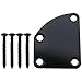 Heyous Electric Guitar Black Neck Plate Curved Notched Half Round Neck Joint Back Metal Iron Mounting Plate 4 Holes with Screw Compatible Guitar Bass Part Replacement