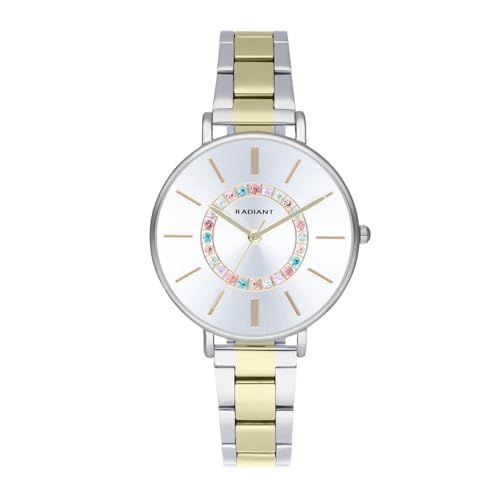 Radiant - Colección Saturn - Reloj analógico de Cuarzo. Reloj de Pulsera para Mujer. Reloj de Brazalete con Esfera Plateada de Acero Inoxidable. Tamaño 36mm. 3ATM