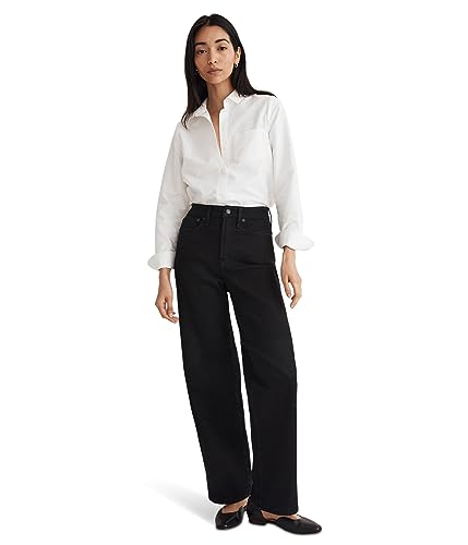 Madewell The Perfect Vintage Wide-Leg Jean in Black Rinse Wash Black Rinse Wash 30