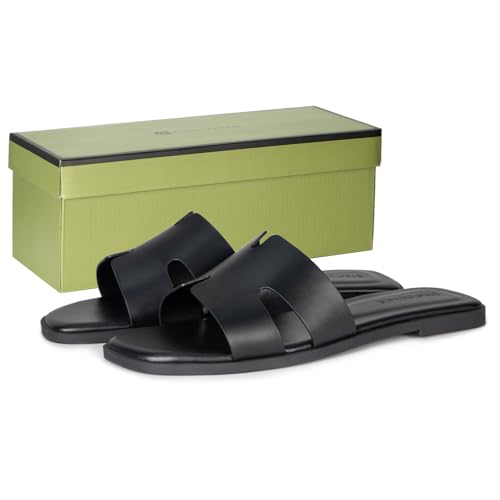 Stratuxx Kaze Open Toe Flat Dress Sandals Womens Slide Comfortable Summer Black, White, Tan Sandals for Women4