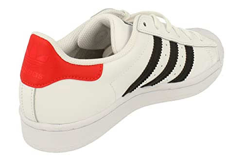adidas Originals Superstar Junior Trainers Sneakers (UK 4 US 4.5 EU 36 2/3, White Black red FY4054)3