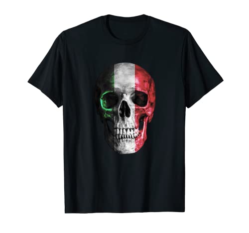 Bandera italiana del cráneo de Italia Orgullo Camiseta