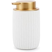 Segbeauty Ceramic Liquid Soap Dispenser, 10.8oz White Lotion Soap Dispenser with Golden Pump, 320ml Refillable Decorative Pump Bottle Bathroom Countertop Bottles Kitchen Bottle for Creams Containers