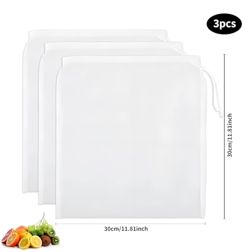 Guokoo 3 PCS Cheese Cloth Bag for Straining, 12 x 12 Inch Reusable Nut Milk Bag, Cheesecloth Bags for Straining, Fine Mesh Strainer Bags for Nut Milk, Juice, Coffee & Cheese Making by Guokoo - Used condition - Image 2