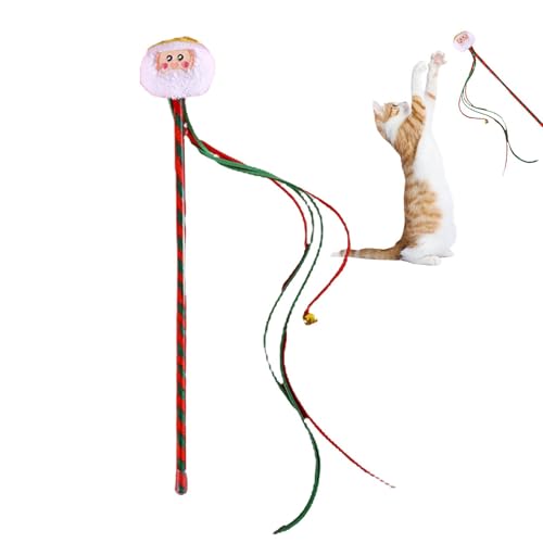 室内猫用猫杖、室内猫用猫紐おもちゃ - クリスマス猫のおもちゃクリエイティブな猫の杖のおもちゃ,猫のおもちゃスティックポータブルインタラクティブ猫のおもちゃペット猫子猫用