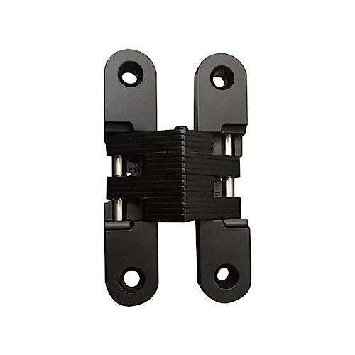 Bisagras de puerta ocultas de acero inoxidable invisibles, caja de madera, 1 par, color negro