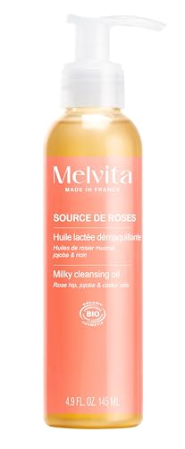 Melvita - Aceite desmaquillante - Source de Roses - Limpieza delicada y eficaz - Enriquecido con extractos de rosas silvestres y aceites vegetales - 145 ml