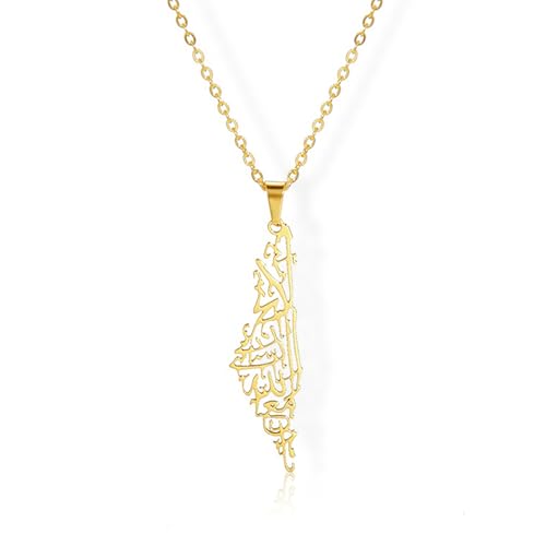 Amaxer Israel Palestine Map Necklace Map Pendant Adjustable Necklace Charm Inspirational Gift for Women