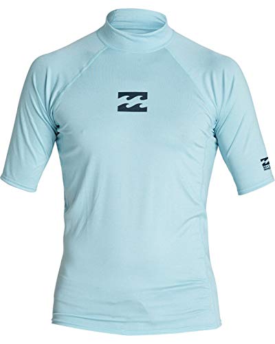 Billabong Men's All Day Wave Performance Fit Short Sleeve Rashguard, Coastal Blue Heather, L