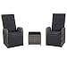 Produktbild vidaXL Bistroset 3-TLG. mit Auflagen Balkonset Sitzgruppe Gartenmöbel Balkonmöbel Tisch 2 Gartensessel Liegestuhl Poly Rattan Grau