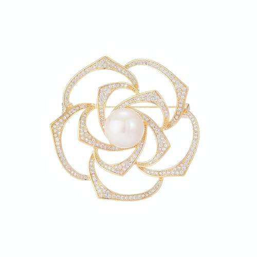 Image of Flower Brooch for Women Rhinestone Flower Brooch Pins Floral Brooches Jewelry Gift for Mom Wife