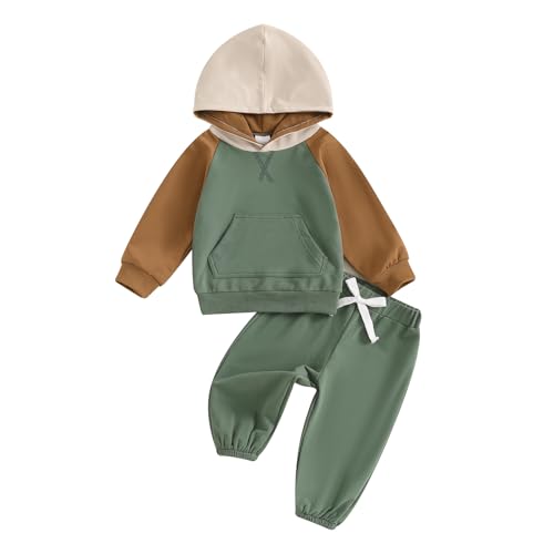Image of LIOMENGZI Infant Baby Boy Fall Winter Clothes Outfits Hooded Long Sweatshirt Pants Set Toddler Clothes 6 12 18 24 Months 2T