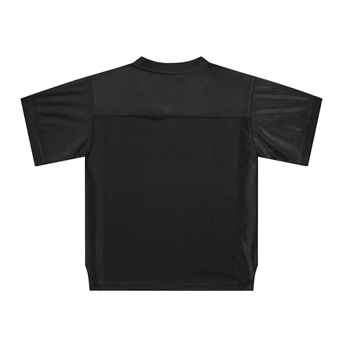 Blank Youth Football Jersey Mesh Athletic Football Shirt Practice Sports Uniform Black
