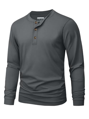 Image of MAGNIVIT Men's Long Sleeve Henley Shirts Cotton 3-Button Spring Casual T-Shirts Solid Color Soft Basic Tops 2026