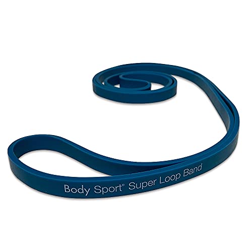 Body Sport Super Loop Band, Light Resistance, Light Blue, 41-Inch x 1/2-Inch, Latex, Exercise Chart Included â€“ Light Resistance Band â€“ Bands for Working Out â€“ Exercise Band