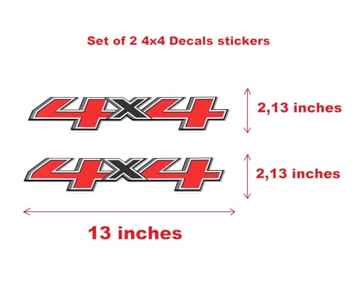 Image of Set of 2 PCS 4x4 Decals Stickers Compatible with 2014-2018 Chevy Silverado Sierra Truck Pickup Bedside,Truck Emblems, Auto Decoration Accessories Emblem Black & Red