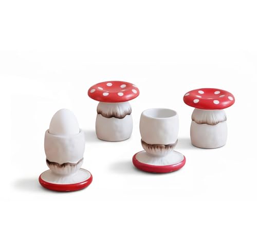 RESVUGA Cute Mushroom Egg Cups, Mini Cake Stand for Egg
