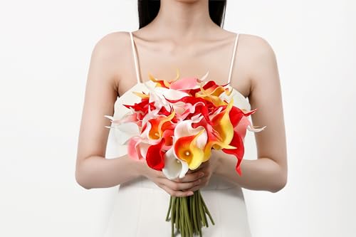 Image of SITUMEIZI 24 Pcs Assorted Colors Fake Flowers Artificial Calla Lily