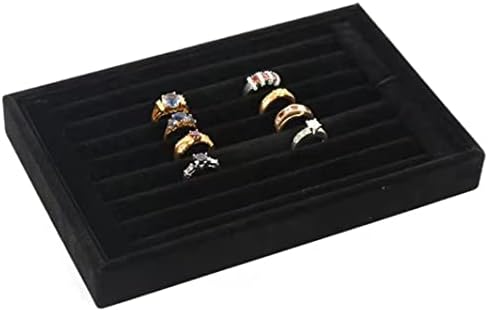 Lepore 7 Slots Velvet Jewelry Rings Earrings Display Trays Showcase Organizer Jewelry Holder Storage(Black)
