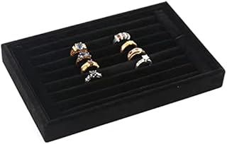 Lepore 7 Slots Velvet Jewelry Rings Earrings Display Trays Showcase Organizer Jewelry Holder Storage(Black)
