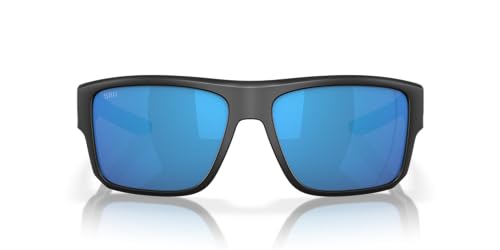 Costa Man Sunglasses Matte Black Frame, Blue Mirror Lenses, 59MM