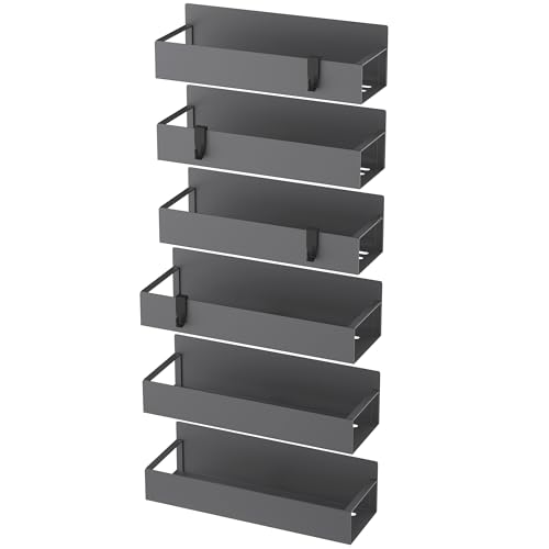 Image of HuggieGems Metal Magnetic Spice Rack for Refrigerator Dark Gray, 6 Pack