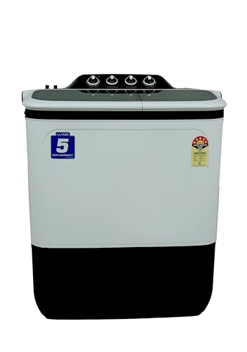 Image of Lloyd 5 Year Warranty Semi-Automatic Top Load Washing Machine GLWS805ELDDG, 4 Wash Programmes, Black and White