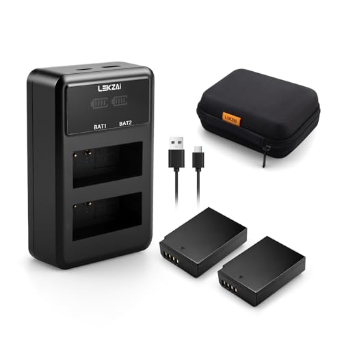 Lekzai 2 Pack 1600mAh Replacement LP-E10 Battery and Charger Compatible with Canon EOS Rebel T3/5/6/7 T100, Kiss X50/70/80/90, EOS 1100D 1200D 1300D 1500D 2000D 3000D 4000D Digital Cameras